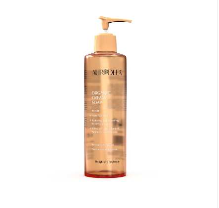 SP05B Peach Cream Soap - 260 ml Enriched with Camomile, Vitamin E, Panthenol and Aloe Vera