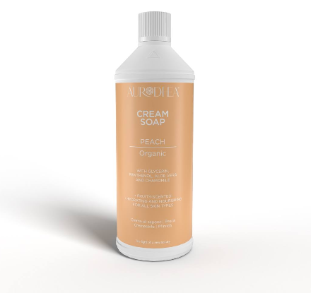 RSP05B Peach Cream Soap - 1000 ml Enriched with Camomile, Vitamin E, Panthenol and Aloe Vera