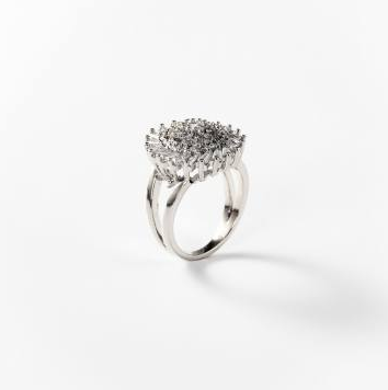 BIGAS036 Rhodium-plated metal Sparkling whirl ring size:16