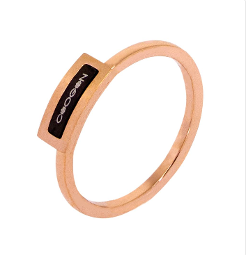 BIGAD020 24kt rose gold plated stainless steel ring with Chogan logo