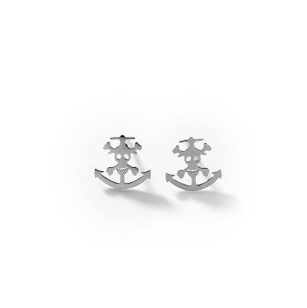 BIGOA018 316 steel Anchor and Skull stud earrings