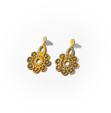 BIGOL007 Flower wooden earrings