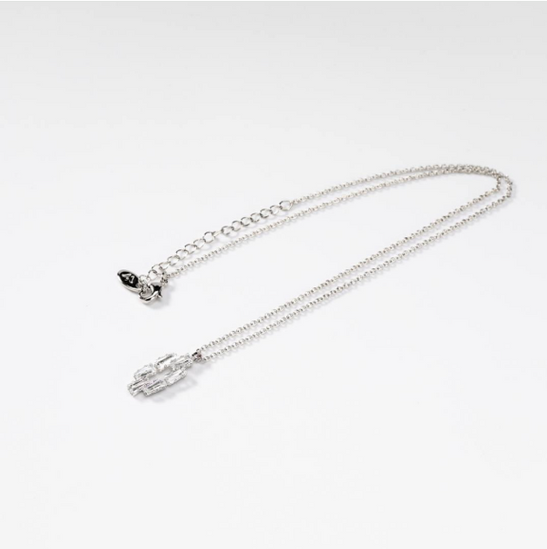 BIGCD010A 'Trapezia' rhodium-plated metal necklace